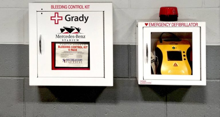 Photo of Bleeding control kit and Emergency Defibrillator