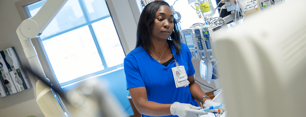 Nurse in her office working