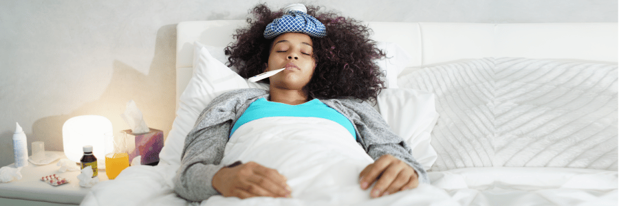 Patient Lying in Bed Due to Flu